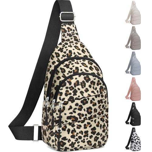 Tuwubi Crossbody Bags for Women, Sling Bag for Men, Small Hiking Backpack Anti Theft Lightweight for Outdoors Travel (M, Leopard