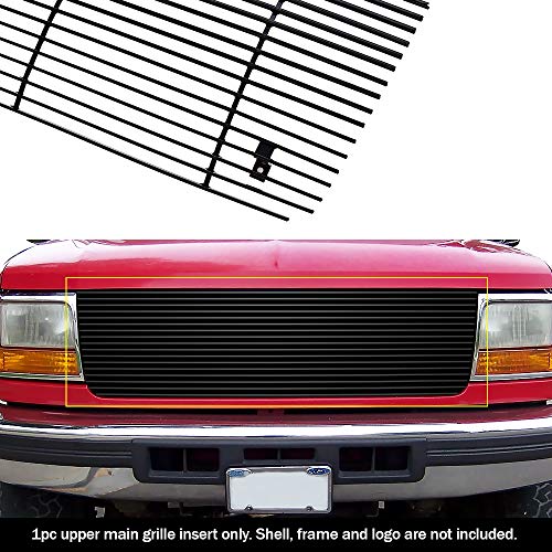 APS Compatible with 92-96 Ford Bronco F-Series Pickup Black Billet Grille Grill Insert N19-H70058F