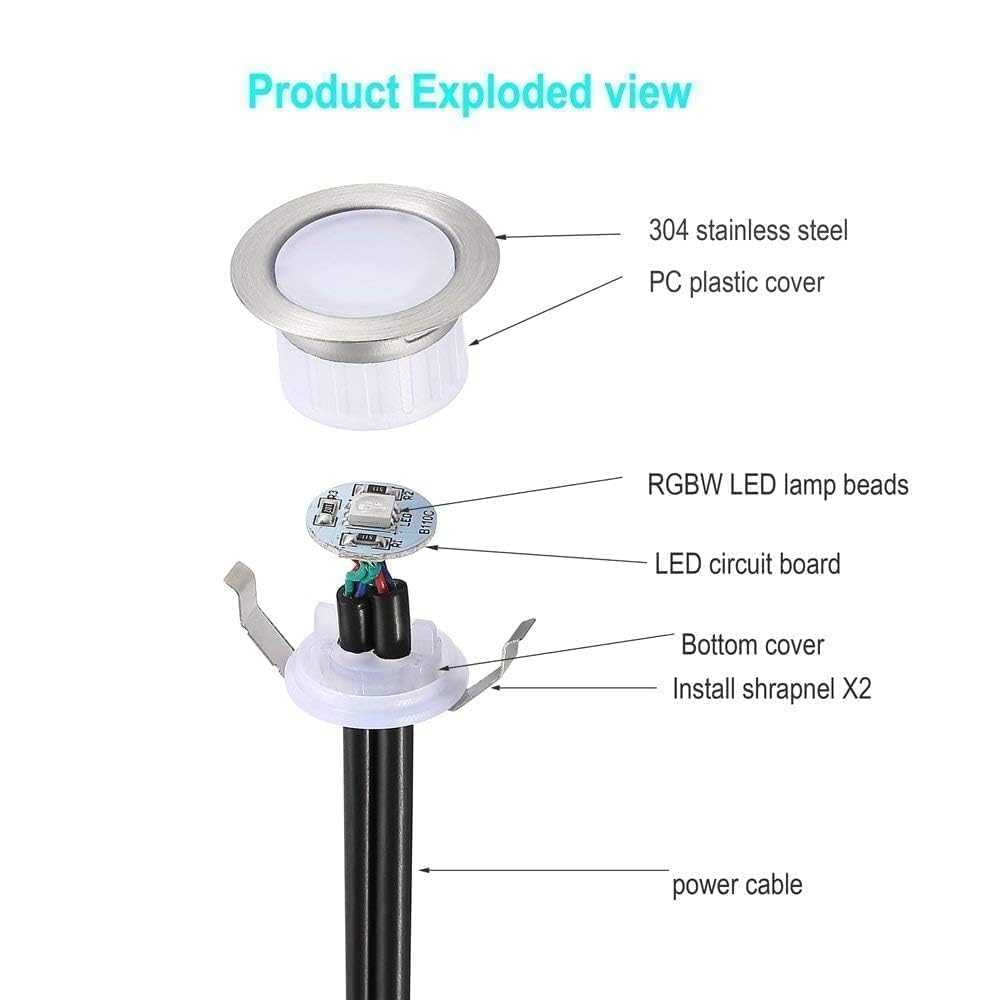 20er Set Bodenstrahler Außen RGB + Warmweiß LED, WIFI Bodeneinbaustrahler Aussen, IP67 Wasserdicht, DC12V, Ø31mm, LED Bodenleuchten Außen, Terrassenbeleuchtung, Alexa Google Home