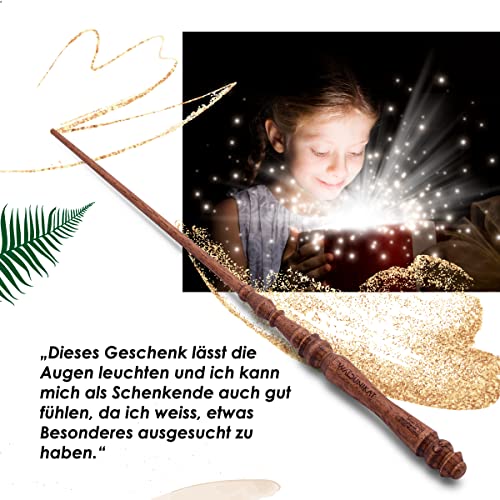 WALDUNIKAT® Zauberstab aus Holz – Made in Germany – Spielzeug, Geburtstags-Geschenk, Deko, Kostüm für Erwachsene, Kinder, Damen, Herren, Mädchen (No. 1 - Dunkelbraun)