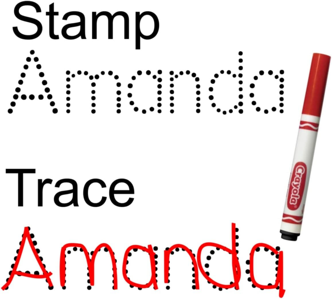 Custom Name Stamp-Stamp, Trace and Learn to Write Your Name, Alternative to Workbook, Educational Learning Tool for Preschool, Kindergarten and Primary (First or Second Grade) Kids