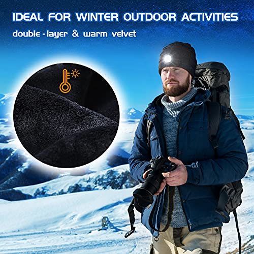 Led Beanie With Light Gifts For Men: Valentines Day Gifts For Him Birthday Gift For Dad Grandpa Husband Brother Boyfriend Him Adult Teens - Soft Warm Headlamp Hat For Camping Fishing Hunting Black #TOP5