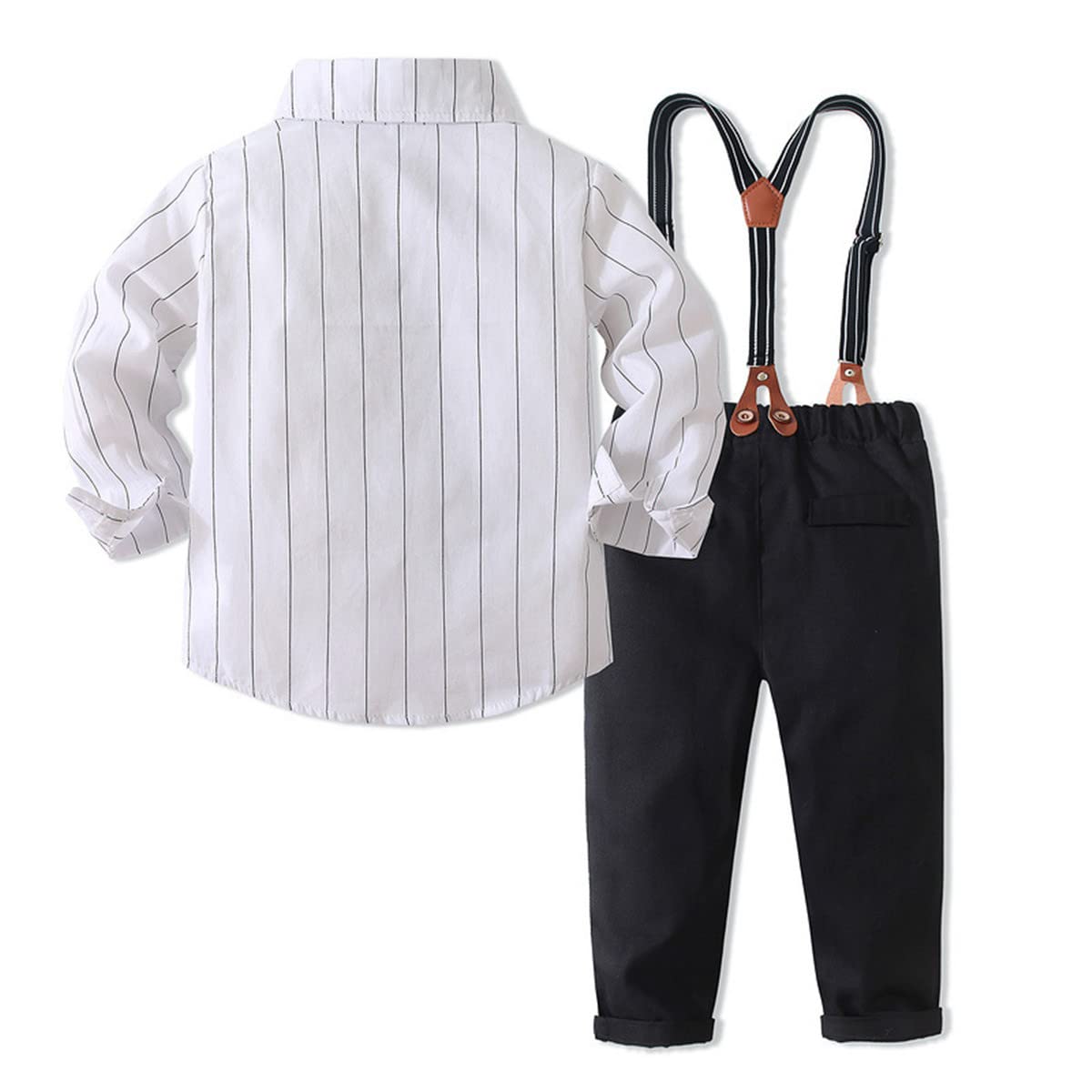 Taufanzug Junge Baby Kleinkinder 4 Stück Fliege+ Hemd+ Hose + Hosenträger Bekleidungssets für Baby-Jungen 80-120