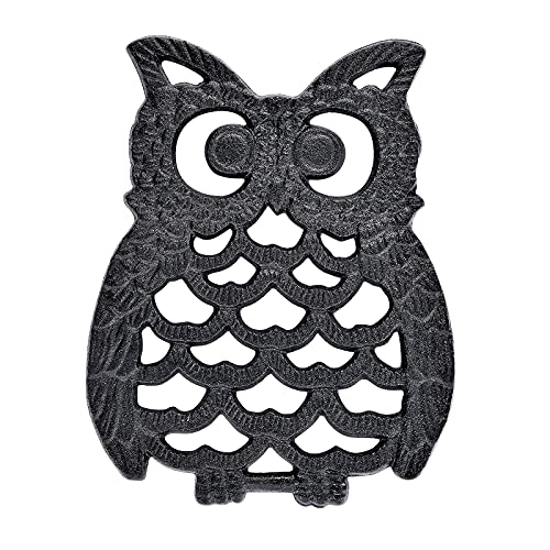 Iniret 2 Pcs Cast Iron Owl Trivets - Decorative Trivet For Kitchen Counter Or Dining Table Vintage, Rustic,Insulation Pad,Anti-Scald Pad, Heat Resistant Pad（B） #TOP27