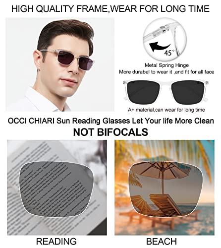 Image of OCCI CHIARI Reading Sunglasses for Men Wide Sun Glasses Readers 1.5 Outdoor UV400(1.0 1.25 1.5 1.75 2.0 2.25 2.5 2.75 3.0 3.5)