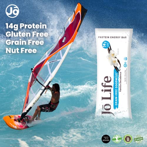 All Natural Vanilla Protein Bars - High Protein Bar - Gluten Free - Grain Free Energy Bar - 14 Grams Protein - Kosher Protein Bar - 100% Natural - Box Of 12 Jō Life Bars #TOP4