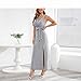 Fashion 2023 Summer V-Neck Sleeveless Long Office Dress Women High Waist Tunics Slit Shiny Evening Party Dresses Female Silver