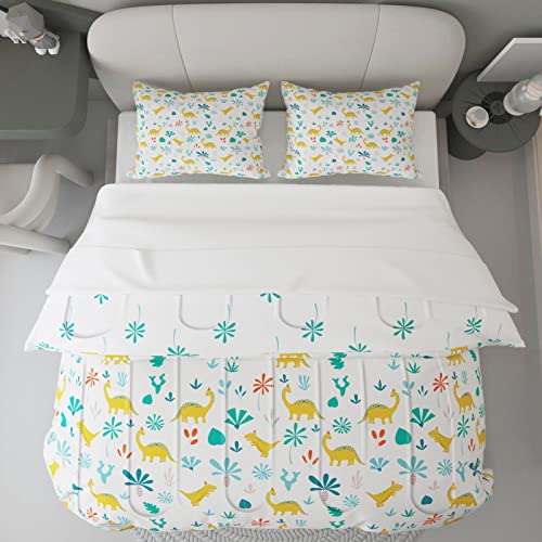 Yiyea Full Size Comforter Sets For Boys - 5 Piece Brushed Microfiber Super Cute Dinosaur Kids Bedding Set & Collections For All Season, Ultra Soft, Cozy And Fade Resistant (Full) #TOP5
