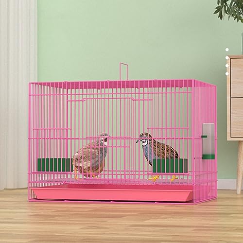折りたたみ式金属製ウサギケージ、ウサギ小屋、鶏小屋、家禽ケージ、小動物用プレイペン、引き出し式トレイ付き、ウサギ、モルモット、チンチラ、子猫、子犬用 (ピンク 15.8)
