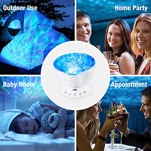 Ocean Wave Projector, 12 Led Night Light Lamp With Adjustable Lightness Remote Control Timer 8 Lighting Modes Music Speaker Light Night Light For Baby Kids Adult Bedroom Sleep Gift #TOP4