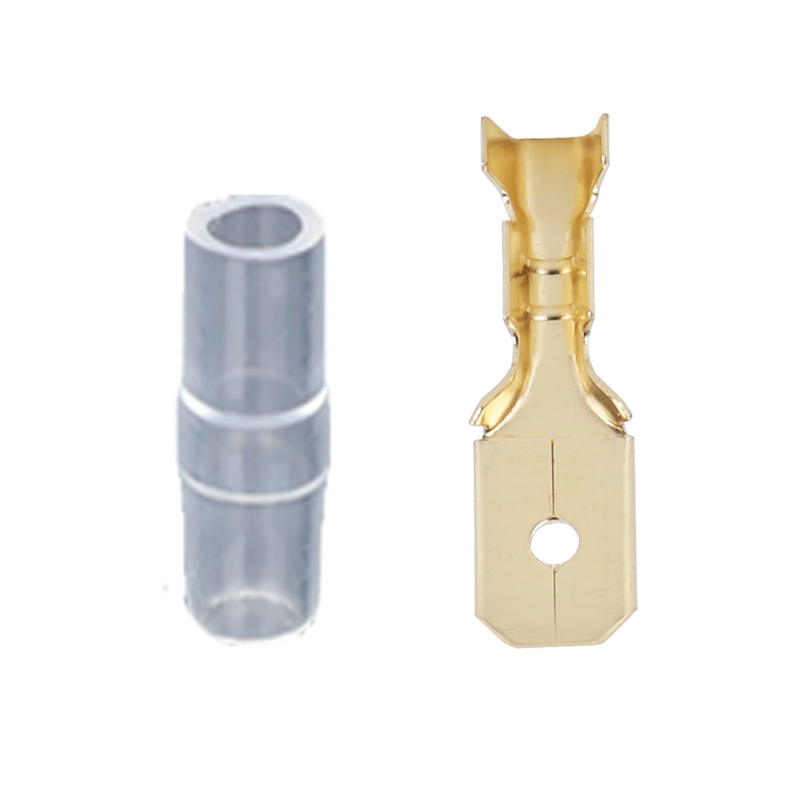 JOYELEC 190 Pcs Copper Insulated Crimp Terminal Terminals Kit - 6.3mm Flat Insulated Electrical Connectors (Male) Suitable for Cars and Electrical Cables in Pouch