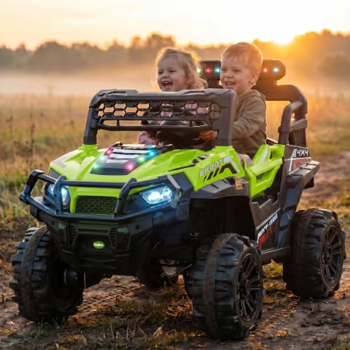 Image of Baybee Broot Electric Jeep for Kids with Parental Control | Baby Battery Operated Ride On Toy Car with 4x4 Motor, RGB Lights & Music | Rechargeable Battery Car for Kids 2-6 Years (Florescent Green)