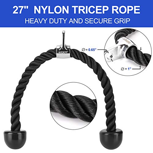 XPRT Fitness Tricep Press Down Cable Attachment, V Handle with Rotation, Rotating Bar, Tricep Rope, V-Shaped Bar, Weight Machine Accessories Set of 4