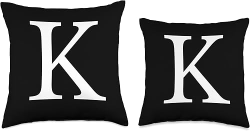 Vista 3 de Plaid Boutique Cute & Classy Black White Monogram Letter K - Almohada (16.0 x 16.0 in), multicolor