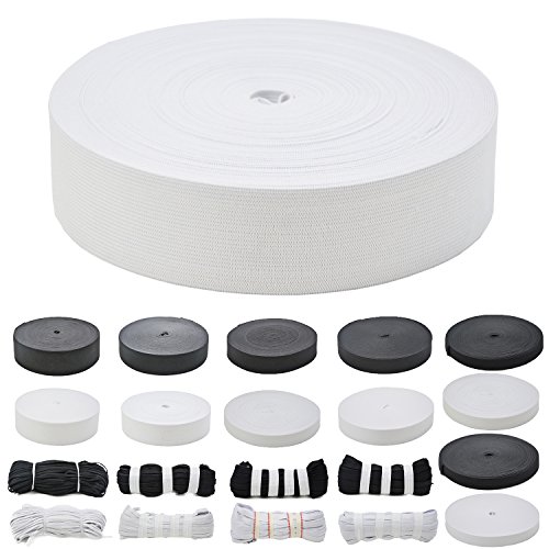 Roban Fashion 25 m Blanc Noir élastique Largeur 5 mm 10 mm 12 mm 15 mm 20 mm 25 mm 35 mm 40 mm 45 mm 50 mm 50 mm