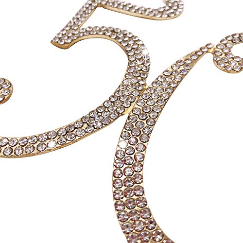 50 Gold Cake Topper | Premium Sparkly Crystal Rhinestones | 50Th Birthday Or Anniversary Party Decoration Ideas | Quality Metal Alloy | Perfect Keepsake Fifty #TOP1