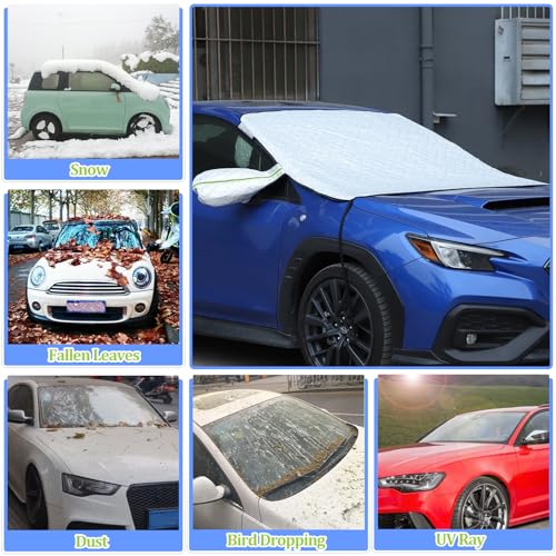 Image of Windshield Snow Cover Compatible with Subaru WRX 2012-2024, Car Snow Cover, Front Windshield Sunshade, Exterior Windscreen Sun Shade, UV-Rays Sun Ice Snow Frost Protector, 4-Layer Windshield Cover