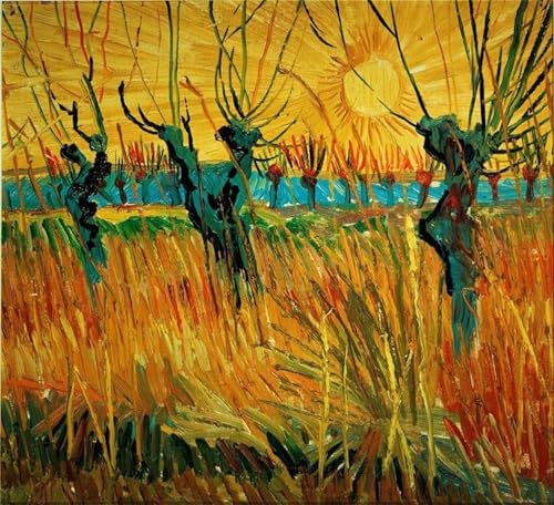 Affiches et gravures Van Gogh Weiden bei Sonnenuntergang peinture toile décoration salon 60x90