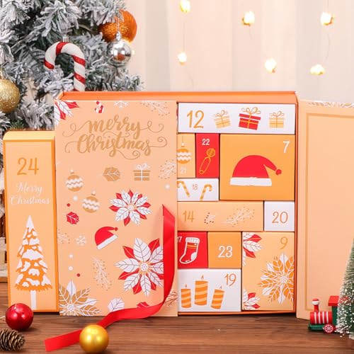 Countdown Calendar Box - 24 Colorful Reusable Christmas Countdown Box For Fill Your Own Gi-fts Calendar Boxes| Fillable Advent-Cale-ndar Boxes Advent Cale-ndar Bo-xes To Fill For Kids & Adults