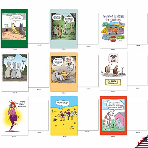 Nobleworks - 36 Assorted Humorous Blank Cards Bulk Box Set With Envelopes (36 Designs, 1 Each) Funny B-Day Card Variety Pack For Men And Women - Cartoon Party Ac9374Ocb-B1X36 #TOP3