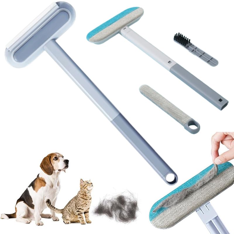 Pets Hair Remover,Smavles 2Pcs Multifunctional HairRemoval Brush,3 in 1 Pet HairRemoval Tool,Dog Cat Hairs Catcher Carpet Rake with Hooks for Couch,Reusable Dog HairRemover