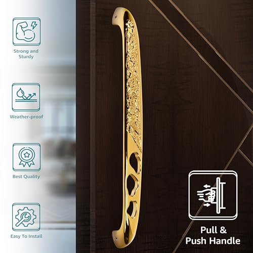 Image of Plantex Heavy Duty Door Handle /13-inches Main Door Handle /Pull Push Door Handle /Door & Home Decor - Pack of 1 (311-PVD Gold Finish) - 3 Years Warranty
