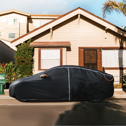 Image of Car Cover Waterproof All Weather, 6 Layers Car Covers for Automobiles, Full Exterior Cover with Zipper, Outdoor Car Cover Sun UV Rain Snow Wind Protection, Fit for 180 inch(180*70*59 inch)Sedan