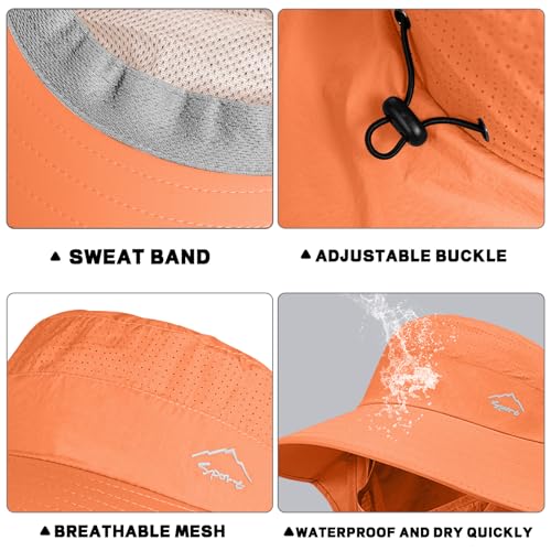 Image of Rosoz Sun Hat for Men Women with Neck Flap,Wide Brim UPF50+ Fishing Hat with Detachable Face Cover Outdoor Sun Protection Hat