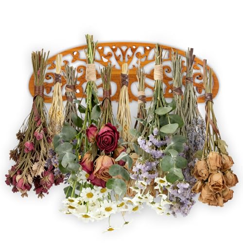 AquaLume Herb Drying Rack for Kitchen & Garden,Space-Saving Rustic Herb Dryer, Holds Multiple Bouquets,Gift for Crafters & Gardeners