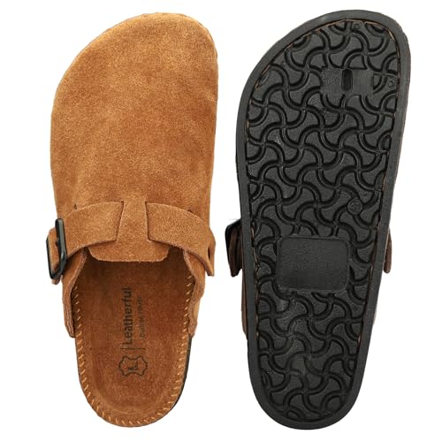 Image of Premium Orthopedic Suede Leather Mules, Lightweight Slip-On Design with Anti-Skid Sole, Cushioned Footbed, Pain-Free Comfort for Indoor Outdoor Use