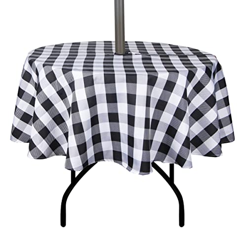 Image of EHouseHome Outdoor and Indoor 70inch Round Tablecloth with Umbrella Hole and Zipper, Waterproof Zippered Patio Table Cloths, Spring /Summer Table Covers for Backyard Circular Table /BBQs /Picnic