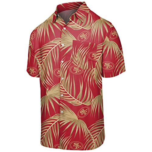 FOCO San Francisco 49ers NFL Mens Hawaiian Button Up Shirt - XL