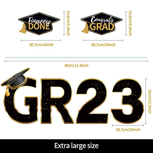 2023 Graduation Yard Sign Decorations Congrats Graduation Lawn Signs Class Of 2023 Grad Yard Signs With 22 Stakes For Outdoor Congrats Graduation Party Decoration Supplies (Black 02) #TOP3