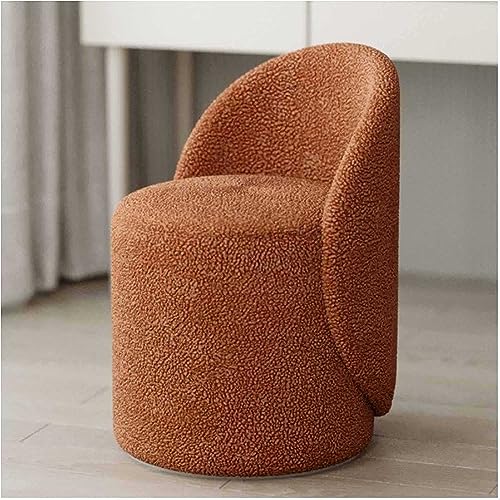 Stylish Faux Lamb Velvet Dining Chair - Soft Padded Makeup Stool with Backrest for Living Room & Bedroom - Comfy Seat for Dressing Table & Home Decor