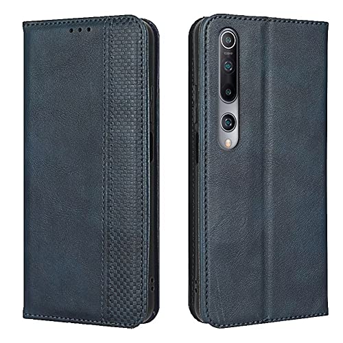 EASSGU Funda para Xiaomi MI 10 5G (6.67' Inches) Carcasa con Interruptor Magnético de Cuero PU Flip Folio, [3 Ranuras para Tarjetas] [1 Wallet] Case - Azul
