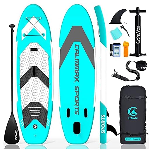 CalmMax Inflatable Stand Up Paddle Board - 10'6"×32"×6" Portable Inflatable SUP Board with Premium Non-Slip Deck, Paddle, Pump, Backpack - Ideal for Youth Adult Oceans Sports