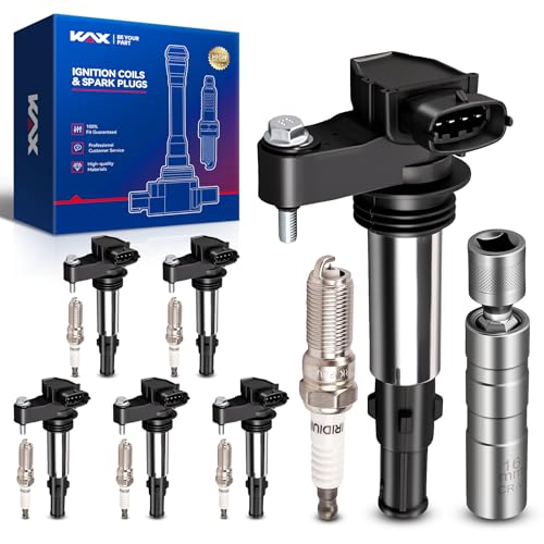 Image of KAX Ignition Coils & Spark Plugs Set Fit for CTS 2008, 2004-2007, 2009 3.6L | (w /tool) CTS 2005-2007 2.8L, Traverse 2009, STS 2005-2009 3.6L, Acadia 2009, Enclave 2009, SRX 2004-2006 3.6L UF375
