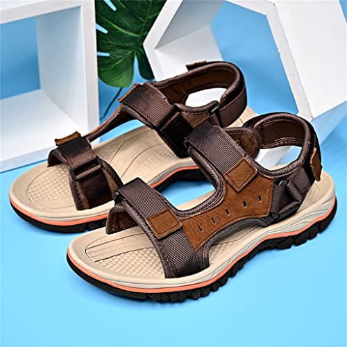 Men's Sandals Leather Sandals Sandals Outdoor Soft Leather Dress Sandals Slides Shoes Wading Slippers(46)4