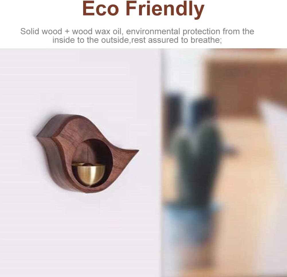Bell for Door Opening, Magnetic Type Bird Shape Crisp Sound Wooden Bell, Entry Doorbell Gate Bell Chime with Brass Bell, Hanging Bell for Door Entrance Fridge Shop(Size:10x8cm)