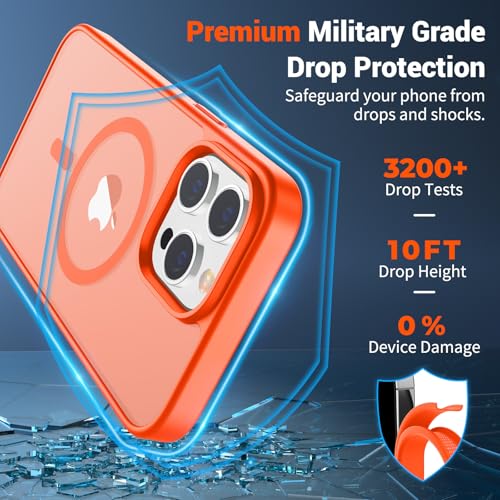 Image of SUPFINE Magnetic for iPhone 12 Pro Max Case (Compatible with MagSafe) (Military Grade Drop Protection) Slim Translucent Matte Shockproof with Anti-Fingerprint Phone Case,Orange