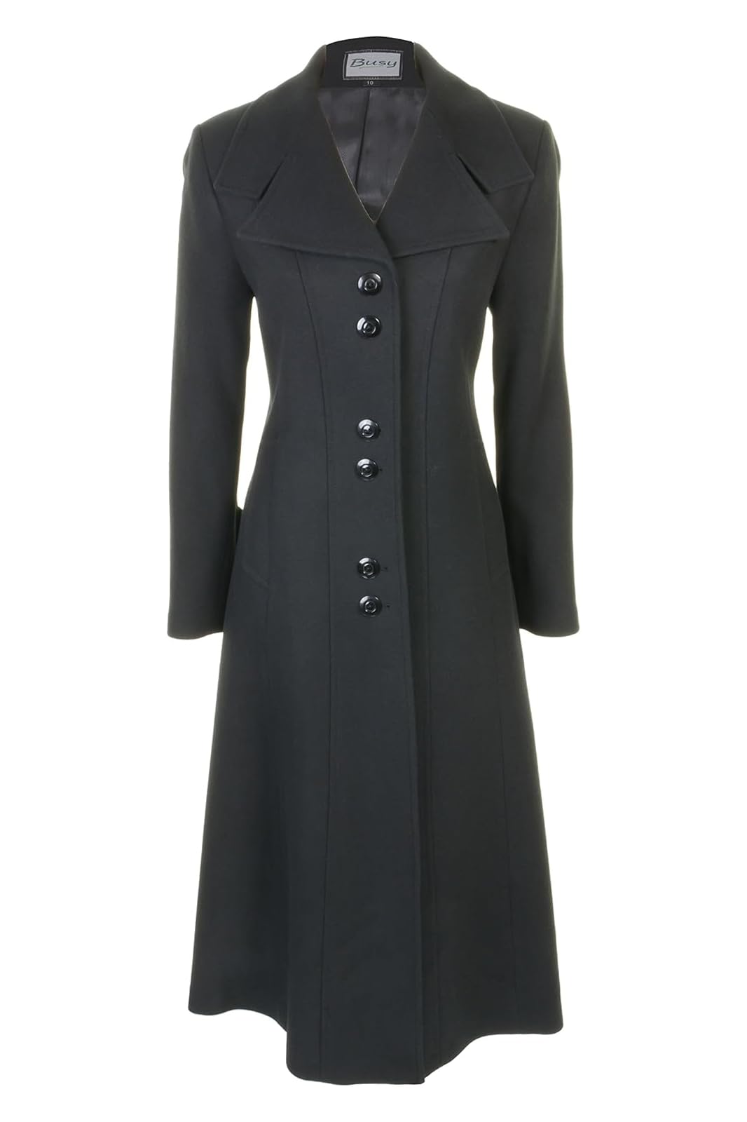 BusyWomen's Black Long Wool Blend Coat