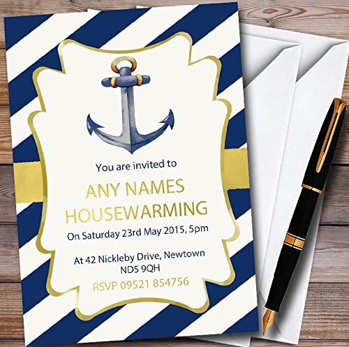 Anchor Nautical Personalized Housewarming Party Invitations
