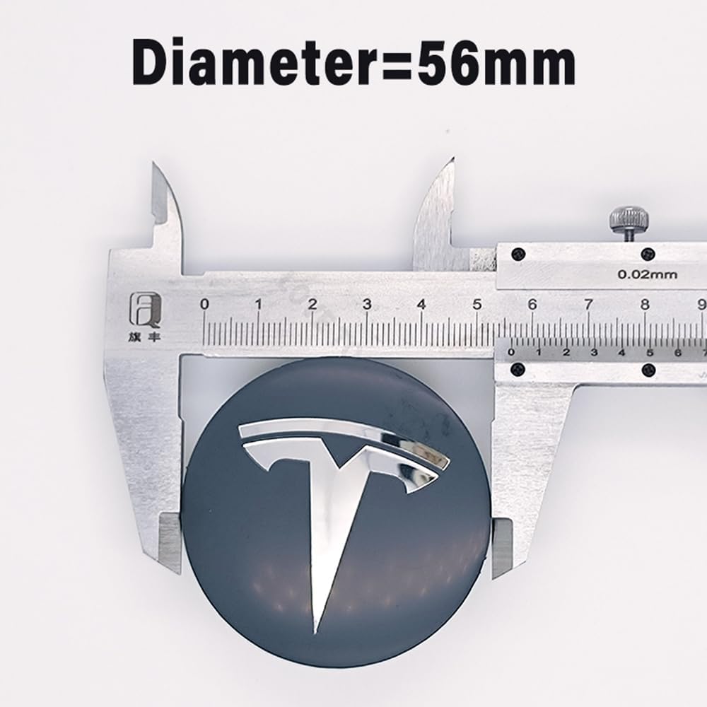 4Pcs Car Hub Caps Stickers For Tesla Model 3 Y S X 56MM,Wheel Hub Center Caps Cover Sticker Hub Cap Badge Sticker Accessories,A