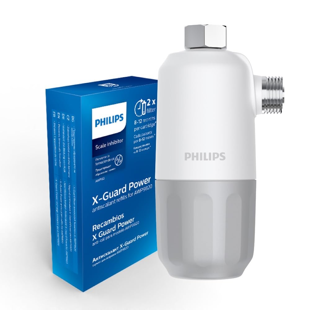 Inhibiteur de calcaire Philips Water, filtration en 3 étapes, capacité de filtration de 27 000 litres, protège votre lave-linge, votre lave-vaisselle et votre chauffe-eau