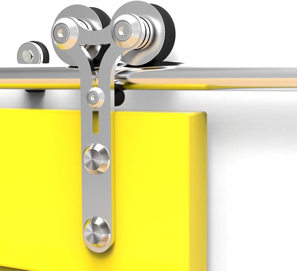 CCJH 5.2FT Barn Door Hardware Sliding Track Kit Stainless Steel Heavy Duty for Single Wood Door