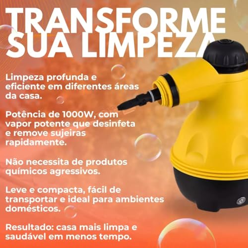 VITX Limpador Vaporizador Elétrico Portátil Multiuso Para Pisos Vidros Estofados Compacto Potente Ec