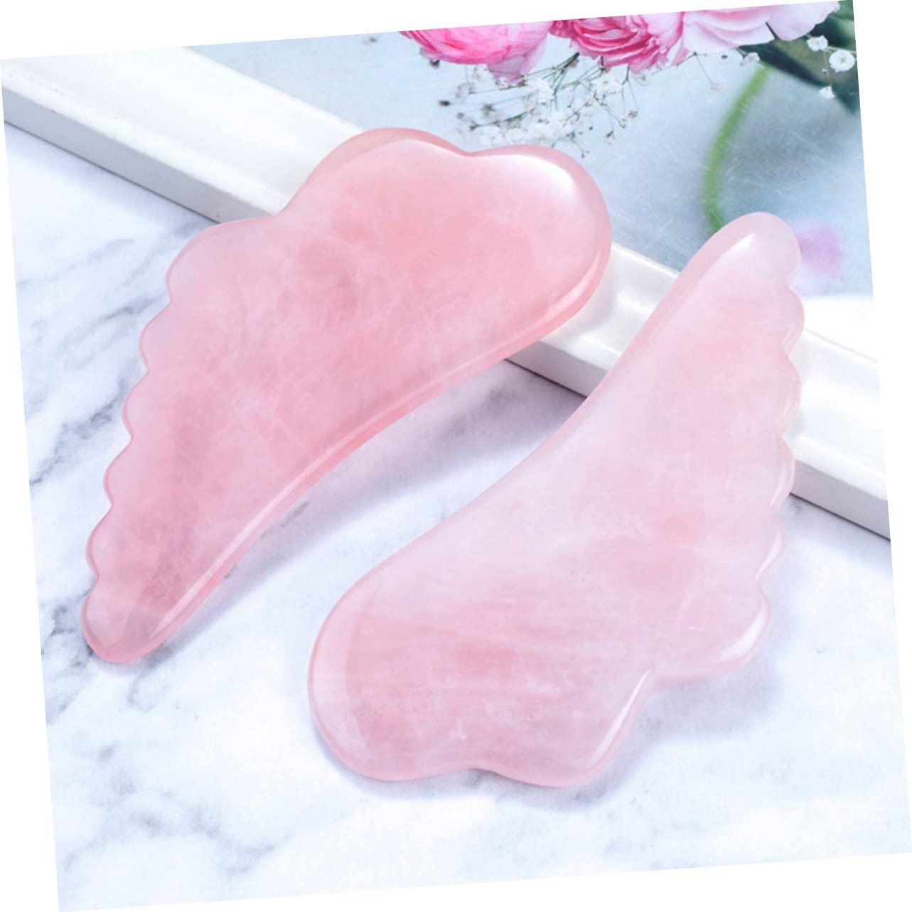 Beavorty Quartz Wing Scraping Board Massage Roller Foot Spa Massager Facial Roller Massager Face Lymphatic Massager Massagers Beauty Spatula Guasha Portable Pink Accessories Cosmetic