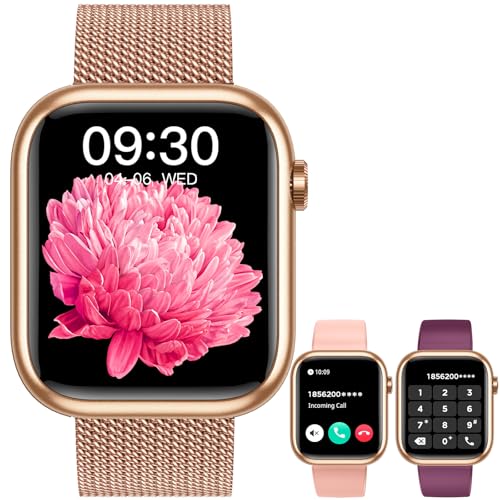Reloj Inteligente Mujer Smartwatch con Llamada: 1.83'' Digital Smart Watch con Bluetooth Impermeable IP67 Pulsómetro/Monitor de Sueño 123 Deportivos Pulsera Actividad 3 Correa para iPhone iOS Android