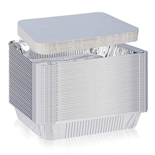 Gorse 60 PACK Disposable Aluminum Foil Pans with Lids Take Out Pans for Baking, Cooking, Storing and Freezing–Small Size 6.5