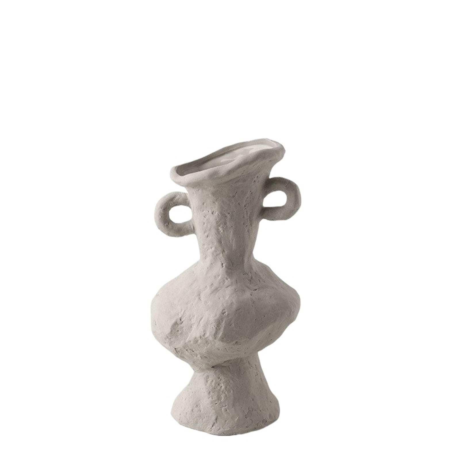Geometric Vase Hydroponics Simple Flower Pot, Ceramic White Vases, Table Accessories, Bathroom Aesthetic Room Decoration(Style03)